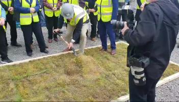 WATCH: Housing Minister Darragh O'Brien turns the sod at construction site at historic Portlaoise convent